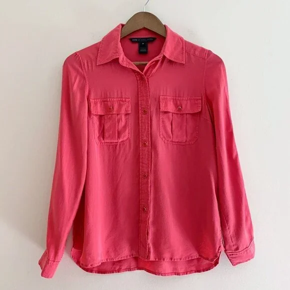 Marc by Marc Jacobs Neon Pink Button Front Silk Blouse XS - Picture 8 of 8